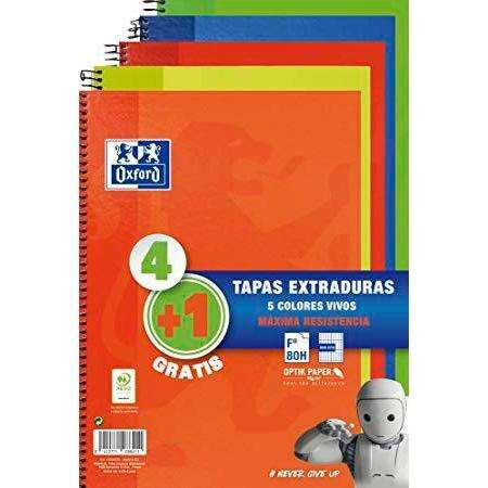 Oxford - PACK 4+1 CUADERNO ESPIRAL CLASSIC W-E FOLIO 80 HOJAS 4X4 CON MARGEN COLORES VIVOS OXFORD 400122761