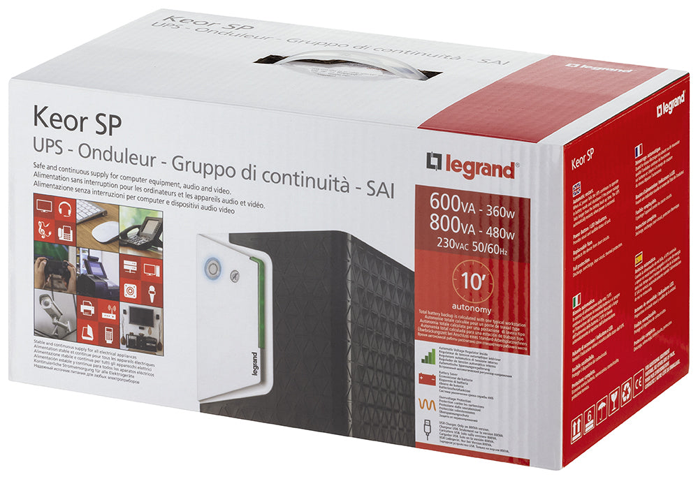 Legrand - Keor ASI SP 1000 IEC sistema de alimentación ininterrumpida (UPS) Línea interactiva 1 kVA 600 W 6 salidas AC