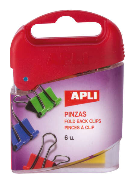 Apli Pinzas Abatibles 19mm - Acero Templado - Asas Niqueladas - Colores Surtidos - Caja de 6 - Sujecion Hasta 50 Hojas 1 pieza(s)