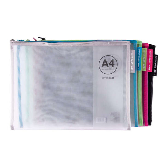 Apli Sobres Porta-Todo Nylon Transpirable A4 - Tacto Agradable, Portatiles, Resistentes y Duraderos - Ideal para Documentos, Equipos Electronicos y Viajes - Colores Surtidos 20 pieza(s)