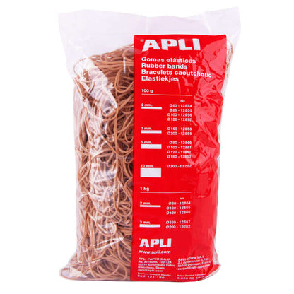 Apli Gomas Elasticas Ø 140 x 2mm - 1kg de Contenido - Gran Elasticidad y Resistencia - 70% de Caucho Natural 1 pieza(s)