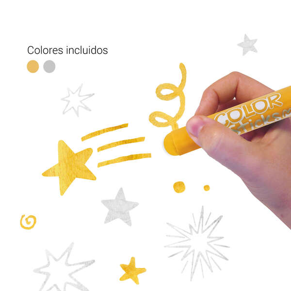 Apli Color Sticks Temperas Solidas - Pack 2 Unidades de 6g en Colores Metalizados - No Manchan, Acabado Satinado, Secado Rapido - Efecto Cera o Tempera Segun Presion - Flexible y sin Disolventes 1 pieza(s)