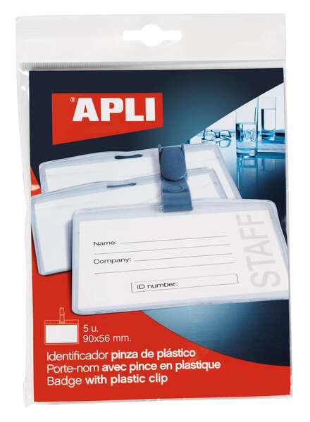 Apli Identificador con Pinza de Plastico para Tarjetas de Visita - Tamaño 90 x 56mm - Ideal para Ferias y Convenciones - Uso en Hospitales, Seguridad y Supermercados 1 pieza(s)