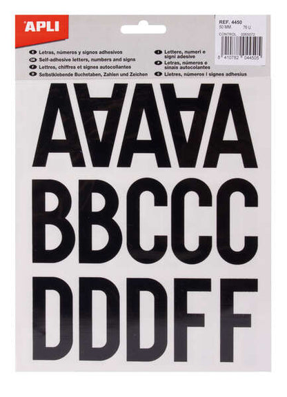 APLI - 04450 símbolo autoadhesivo 76 pieza(s) Negro Carta