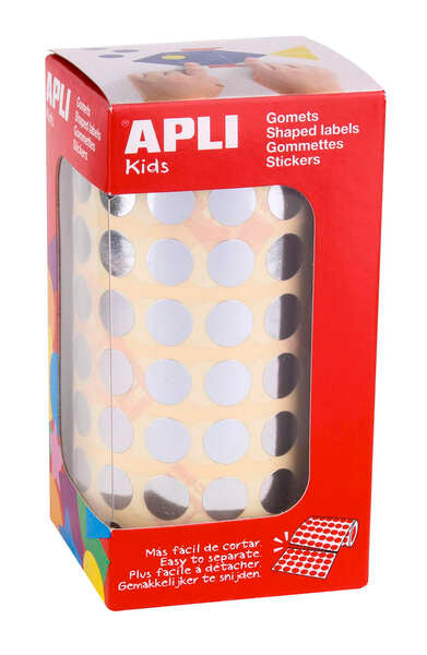 Apli Gomets Redondos Plata Metalizado - Ø 10.5mm - 5192 Unidades por Rollo - Desarrolla Habilidades y Capacidades en Niños 1 pieza(s)