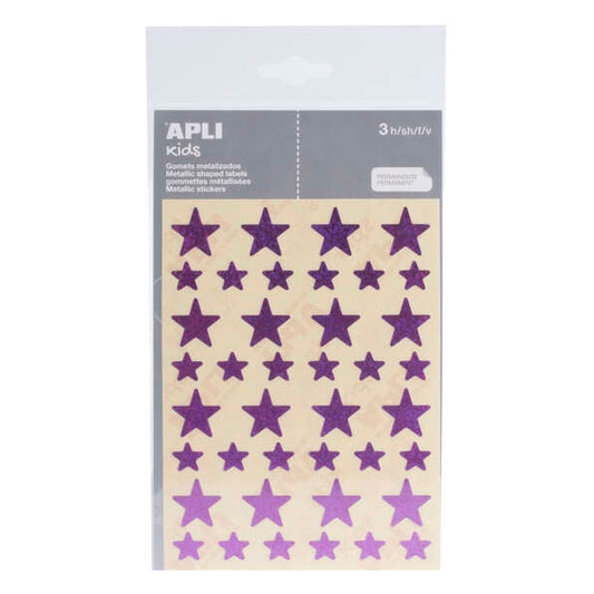 Apli Gomets Estrella Holograficos - Tamaño 12.5mm y 19.5mm - Adhesivo Permanente - 120 Unidades por Bolsa - Desarrollo de Habilidades y Creatividad - Color Lila (Precio unidad suelta)