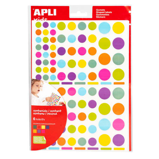 APLI - 18463 etiqueta decorativa engomada Azul  Fucsia  Verde  Naranja  Púrpura  Amarillo