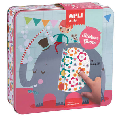 Apli Kids Juego de Gomets Elefante - 16 Laminas para Rellenar con Gomets - 10 Hojas de Gomets Removibles de Formas Geometricas - Alto Valor Didactico - Caja Metalica Diseño Exclusivo - Recomendado a Partir de 3 Años 1 pieza(s)