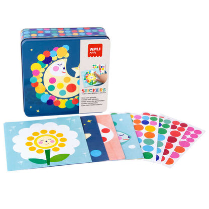 Apli Juegos de Gomets Luna - Incluye 16 Laminas y 12 Hojas de Gomets Removibles - Alto Valor Didactico - Caja Metalica con Diseño Exclusivo - Recomendado para Niños a Partir de 3 Años 1 pieza(s)