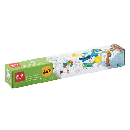 Apli Expositor de Rollos de Papel Adhesivo para Pegar y Colorear - Tamaño 30Cmx4M - 12 Rollos con Diseños de Transportes y Candy Land - Adhesivo Removible - Alto Valor Didactico - Color Blanco y Negro 1 pieza(s)