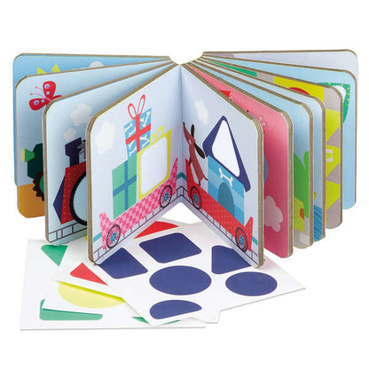 Apli Libro de Pegatinas Formas Geometricas - Tamaño 100x100x40mm - 10 Paginas de Carton Rigido 3mm - 4 Hojas de Gomets Removibles - Alto Valor Didactico - Diseño Infantil y Colorido - Resistente y Facil de Manejar 1 pieza(s)