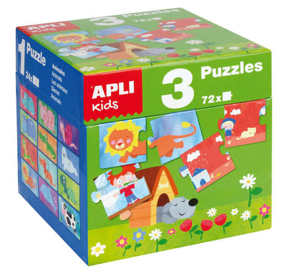 Apli Puzles Educativos - 24 Piezas de 7x7cm - Desarrollo de Habilidades y Capacidades - Tematicas: Animales, Casa y Estaciones - Ideal para Niños de 3 Años en Adelante - Formato de Cubo Resistente y Seguro 1 pieza(s)