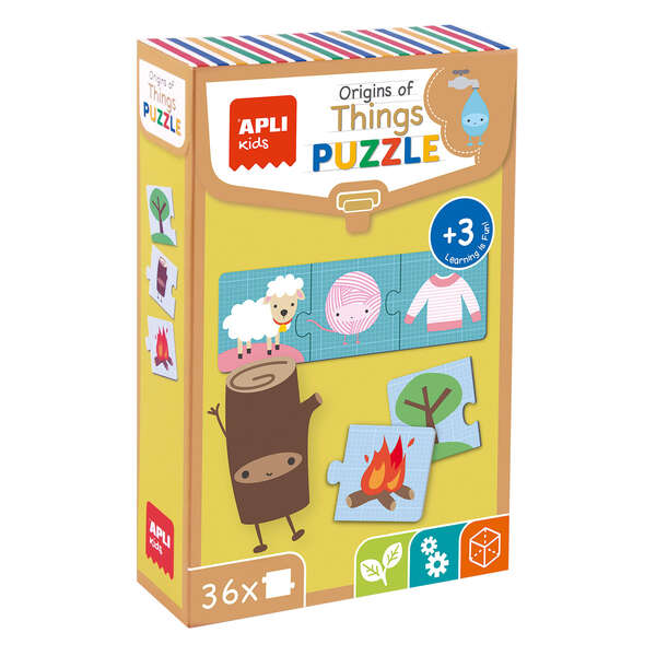 Apli Puzle Origen de las Cosas - 36 Piezas de 7x7mm - Carton Resistente y Brillante - Desarrolla Habilidades y Capacidades - Ideal para Niños de 3 Años en Adelante - Colorido y Educativo 1 pieza(s)