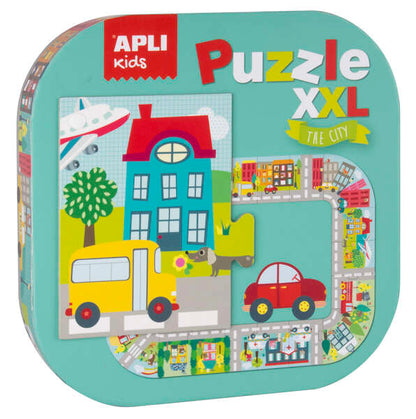 Apli Puzle xxl Ciudad - 20 Piezas de 14.5cm - Circuito Cerrado con Ilustraciones - Doble Diversion - Carton 2mm Brillante - Desarrollo de Habilidades - Regalo Ideal para Niños - Colorido 1 pieza(s)