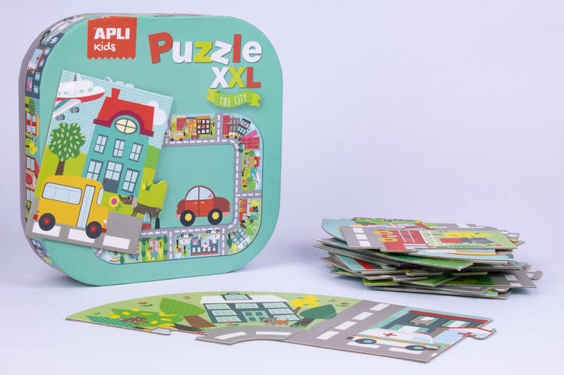 Apli Puzle xxl Ciudad - 20 Piezas de 14.5cm - Circuito Cerrado con Ilustraciones - Doble Diversion - Carton 2mm Brillante - Desarrollo de Habilidades - Regalo Ideal para Niños - Colorido 1 pieza(s)