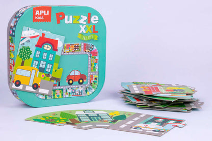 Apli Puzle xxl Ciudad - 20 Piezas de 14.5cm - Circuito Cerrado con Ilustraciones - Doble Diversion - Carton 2mm Brillante - Desarrollo de Habilidades - Regalo Ideal para Niños - Colorido 1 pieza(s)