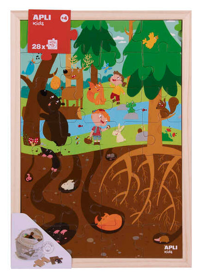 Apli Kids Puzle de Niveles el Bosque - 254x5x376 mm - Diseño Infantil y Colorido - Piezas Resistentes y Seguras - Mejora la Concentracion y la Percepcion Espacial - Bolsa de Algodon Organico Incluida 1 pieza(s)