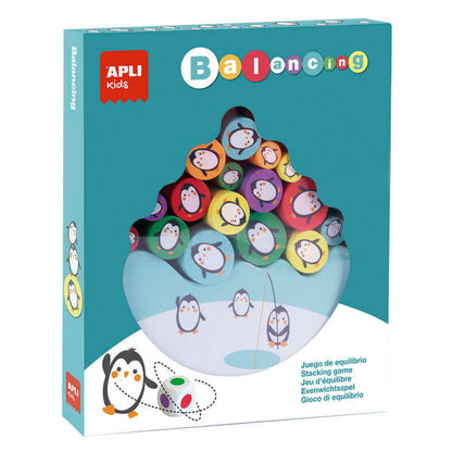 Apli Juego de Equilibrio de Pingüinos - 16 Piezas de Madera de Alta Calidad - Base en Forma de Iceberg - Dado con Colores - 3 Tamaños de Pingüinos - Mejora Habilidades Motoras, Memoria, Creatividad y Concentracion 1 pieza(s)