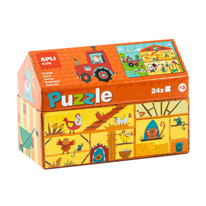 Apli Kids Puzle Granja - 24 Piezas de 7x7cm - Diseño Infantil y Colorido - Piezas Resistentes y Seguras - Desarrolla Habilidades y Capacidades - Colorido 1 pieza(s)