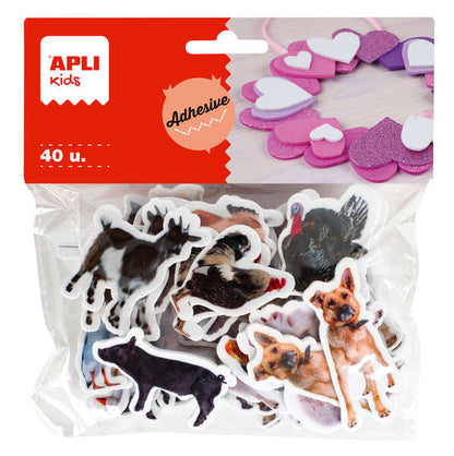 Apli Formas Goma Eva Adhesivas Animales de la Granja 40U - Faciles de Pegar - Variados Diseños - Ideal para Manualidades 5 pieza(s)