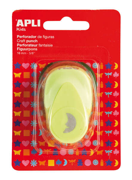 Apli Perforadora de Papel en Forma de Luna - Tamaño de Figura 16mm - Alta Calidad para Papel, Carton y Cartulina - Deposito de Restos de Papel - Doble Uso para Decoracion - Color Plateado 1 pieza(s)