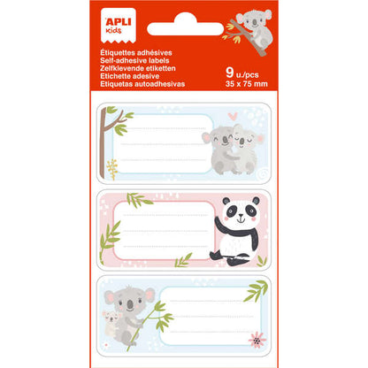 Apli Etiquetas Adhesivas Escolares Koala - Tamaño 81x36mm - 9 Etiquetas por Bolsa - Adhesivo Permanente de Alta Calidad - Color Blanco 5 pieza(s)