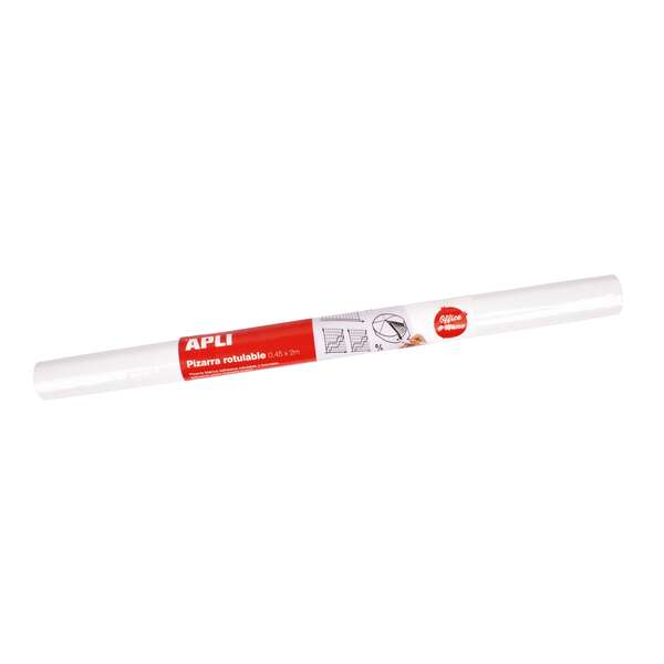 Apli Rollo de Pizarra Blanca Adhesivo Reposicionable - Tamaño 0.45x2m - Grosor 110m - Facil de Cortar - Apta para Superficies Lisas y Solidas - Facil de Limpiar - Color Blanco 1 pieza(s)