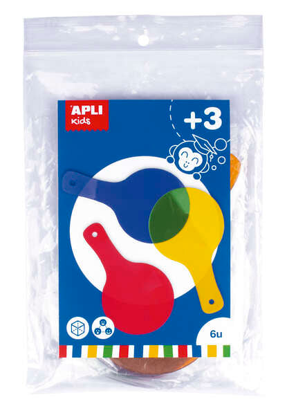 Apli Paletas Translucidas para Mezcla de Colores - Tamaño 80x140mm - Ideal para Escuelas y Talleres Infantiles - Colores Surtidos: Amarillo, Rojo, Verde, Azul, Naranja y Lila 1 pieza(s)