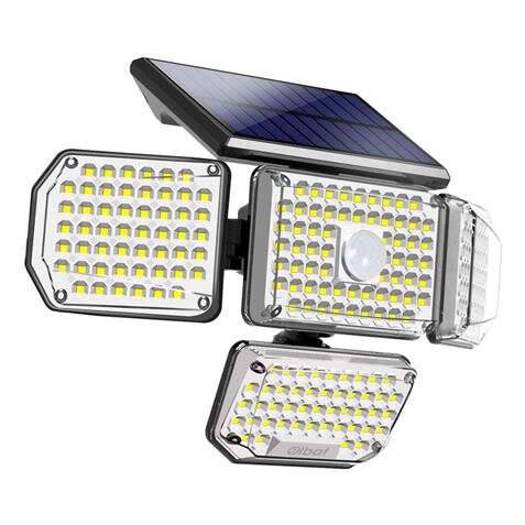 Elbat Foco Solar Cuadruple con Sensor LED 430lm - Sensor de Movimiento de 3 - 5m - Panel Solar Integrado 5.5V, 1.5W - Bateria 3.7V, 1200mAh - Angulo Iluminacion 360º 1 pieza(s)