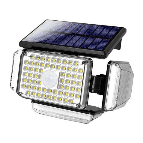 Elbat Foco Solar Cuadruple con Sensor LED 430lm - Sensor de Movimiento de 3 - 5m - Panel Solar Integrado 5.5V, 1.5W - Bateria 3.7V, 1200mAh - Angulo Iluminacion 360º 1 pieza(s)