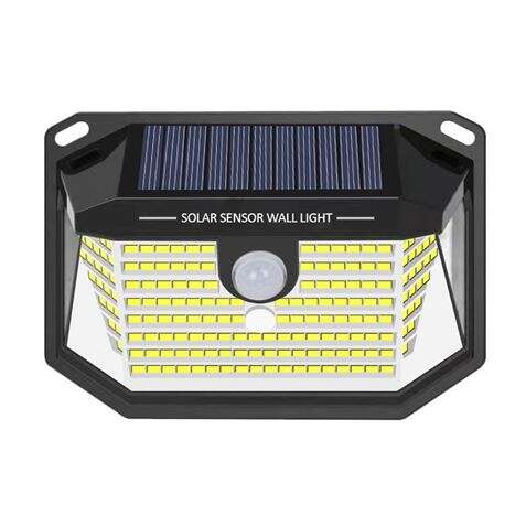 Elbat Aplique Solar LED 150lm con 3 Caras de Iluminacion - Sensor de Movimiento - Panel Solar Integrado 5.5V, 0.33W - Bateria 3.7V, 1200mAh 1 pieza(s)