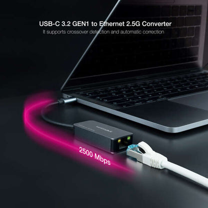 Nanocable Conversor USB-C 3.2 GEN1 Ethernet 2.5G 15cm - Color Gris 1 pieza(s)