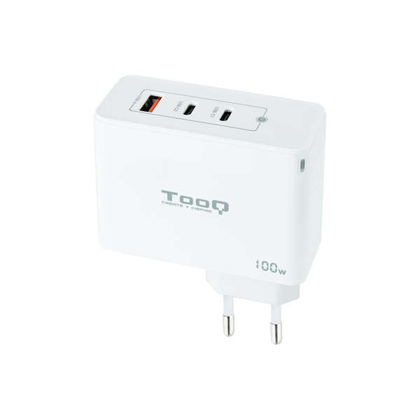 TooQ - Cargador de Pared GaN 2xUSB-C/PD + USB-A/QC 100W  Blanco