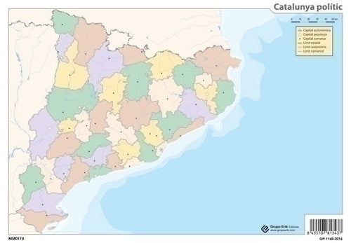 Grupo Erik - MAPA MUDO ERIK COLOR POLITICO CATALUNYA - Pack de 50 unidades