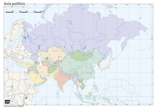 Grupo Erik - MAPA MUDO ERIK COLOR POLITICO ASIA - Pack de 50 unidades