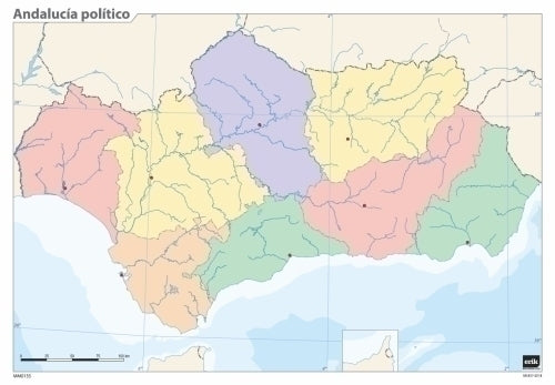 Grupo Erik - MAPA MUDO ERIK COLOR POLITICO ANDALUCIA - Pack de 50 unidades