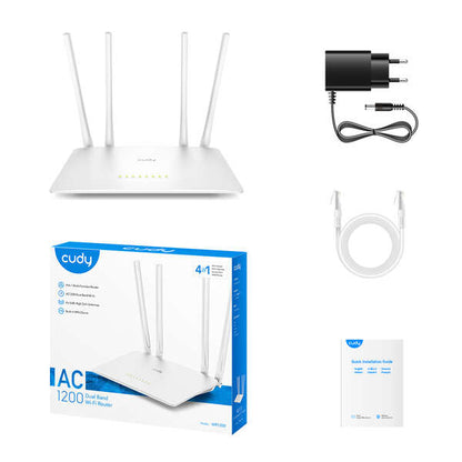 Cudy - WR1200 router inalámbrico Ethernet rápido Doble banda (2 4 GHz / 5 GHz) Blanco