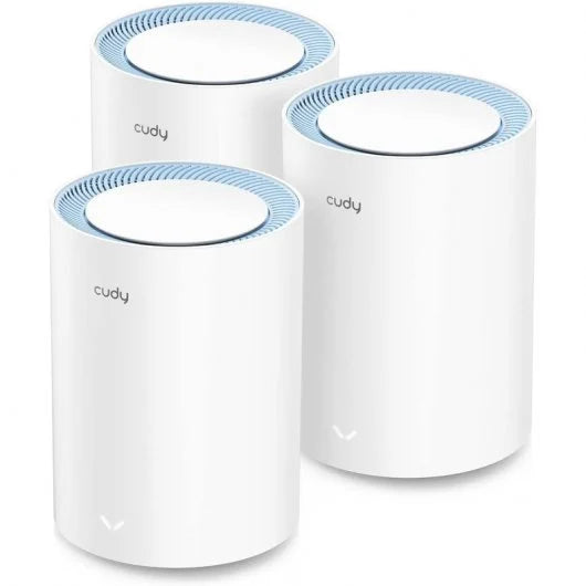 Cudy M1200 Pack de 3 Sistemas WiFi Mesh AC1200 Dual Band - 867Mbps en 5GHz, 300Mbps en 2,4GHz - 1x Puerto LAN 10/100Mbps, 1x Puerto WAN 10/100Mbps - 2 Antenas Internas 1 pieza(s)