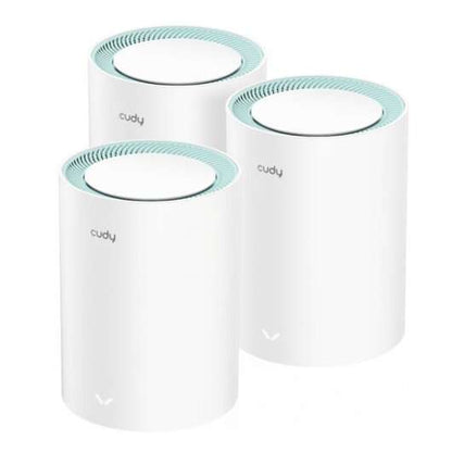 Cudy M1300 Pack de 3 Sistemas WiFi Mesh AC1200 Dual Band - 867Mbps en 5GHz, 300Mbps en 2,4GHz - 1x Puerto LAN 1000/100/10Mbps, 1x Puerto WAN 1000/100/10Mbps - 2 Antenas Internas 1 pieza(s)