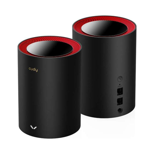 Cudy - M3000 2-Pack Doble banda (2 4 GHz / 5 GHz) Wi-Fi 6 (802.11ax) Negro  Rojo 1 Interno