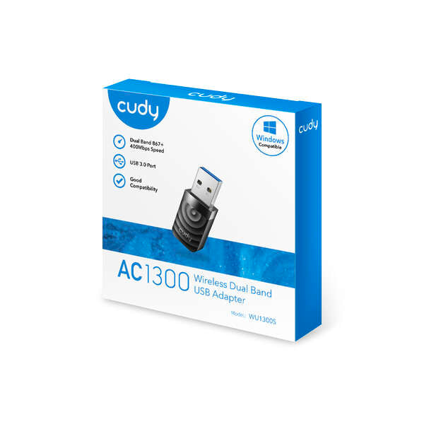 Cudy WU1300S Adaptador Wi-Fi USB 3.0 AC1300 Doble Banda - Hasta 867Mbps en 5GHz 1 pieza(s)