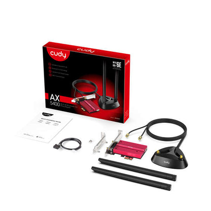 Cudy WE4000 Adaptador de Red PCI-e AX5400 WiFi 6  Tri-Banda - Bluetooth 5.2 - 2 Antenas Externas 1 pieza(s)