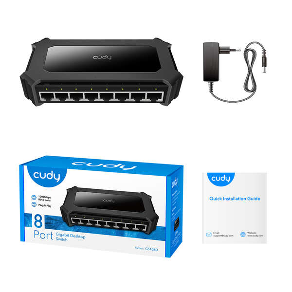 Cudy - GS108D switch Gigabit Ethernet (10/100/1000) Negro