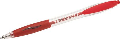 Bic Atlantis Classic Boligrafo Retractil - Punta de 1mm - Cuerpo Transparente con Grip - Color Rojo 12 pieza(s)