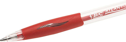 Bic Atlantis Classic Boligrafo Retractil - Punta de 1mm - Cuerpo Transparente con Grip - Color Rojo 12 pieza(s)