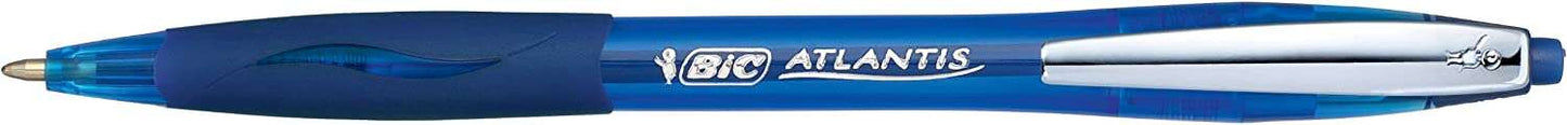 BIC - Atlantis Soft Azul Bolígrafo de punta retráctil con pulsador Medio 12 pieza(s)