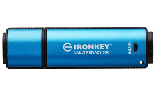 Kingston Technology - IronKey Vault Privacy 50 unidad flash USB 64 GB USB Tipo C 3.2 Gen 1 (3.1 Gen 1) Negro  Azul