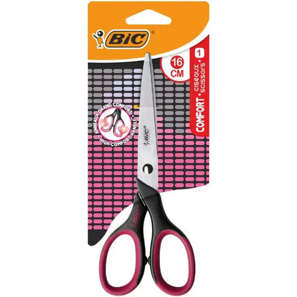 Bic Comfort Tijera Escolar de Acero Inoxidable 16cm - Mango Suave - Uso Diestro - Colores Surtidos Aleatorio 1 pieza(s)