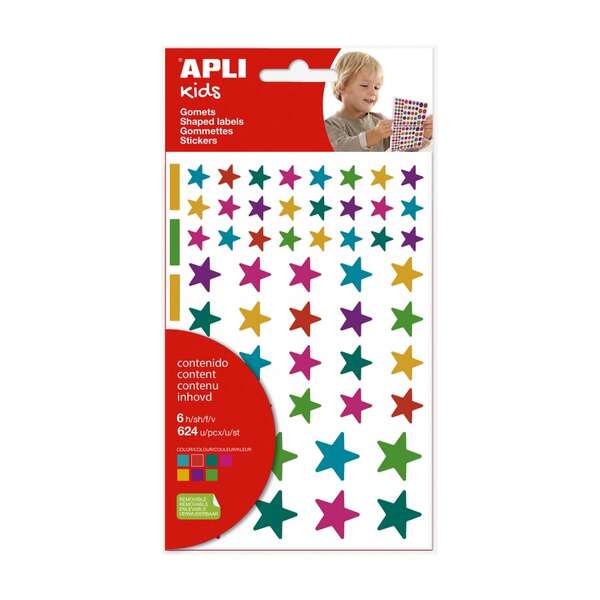 APLI - APLI GOMETS ESTRELLAS REMOVIBLES MULTICOLOR 624U 6 HOJAS C/SURTIDOS