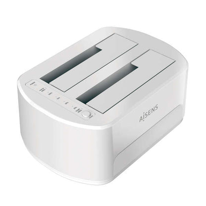 AISENS - Estacion de Docking de Doble Bahia ASDS-D02W SATA 2.5/3.5 a USB 3.0/3.1 Gen1  Clone  Blanca